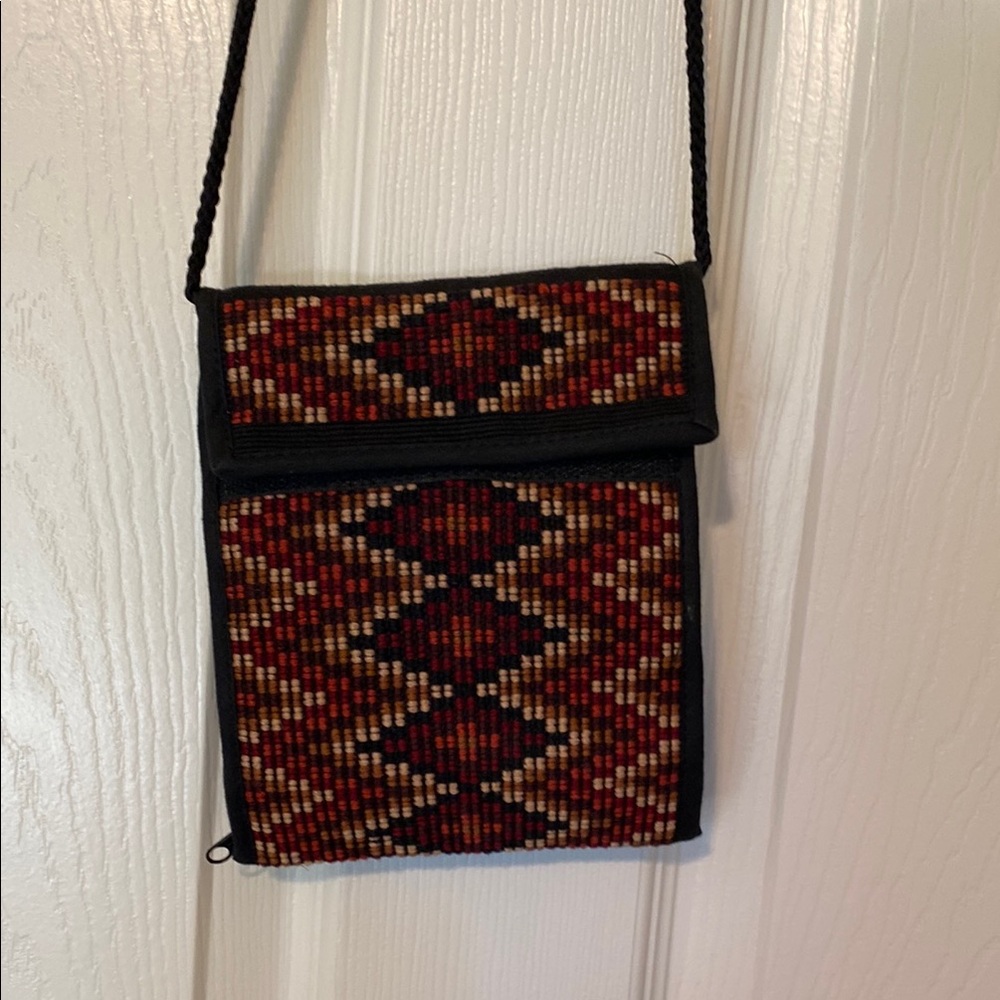 Chic Red and Black Mini Bag with Geometric Design